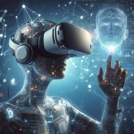Futuristic design of smart learning with v r headset aiの素材