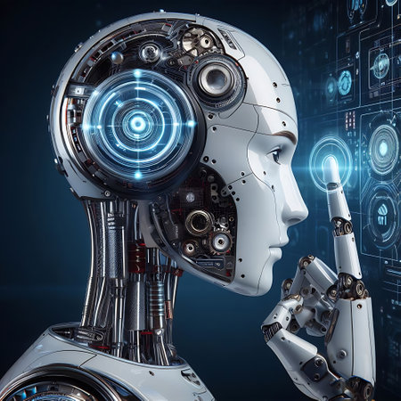 AI artistry with robots finger near the eye in designの素材