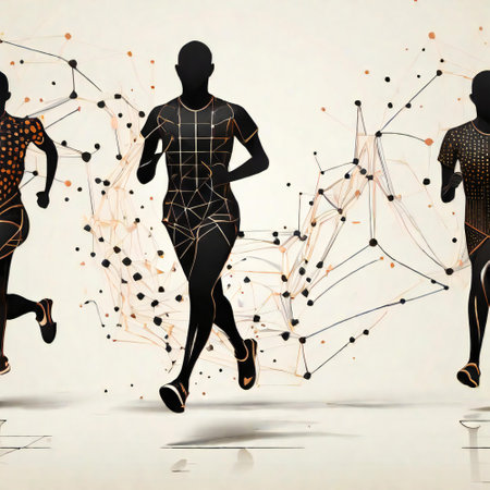 Geometric design of running motion with lines and dotsの素材