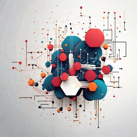 Future fusion with geometric harmony in the world of AIの素材