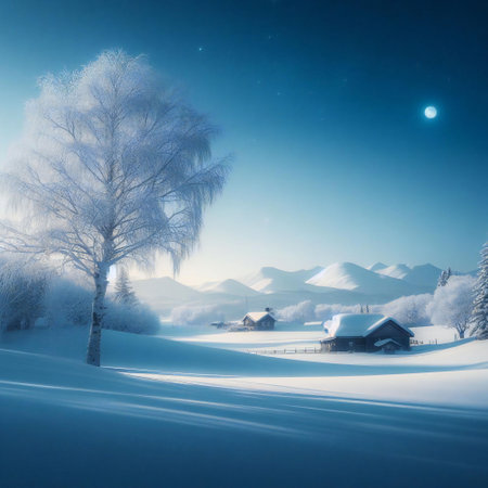 Tranquil winter scene showcasing serene beauty and immaculate designの素材