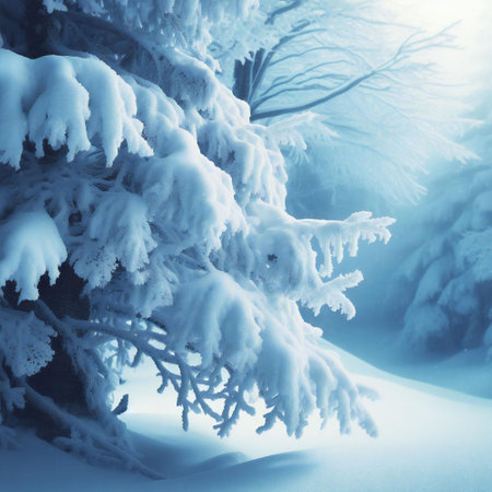 Snowy hushed atmosphere amplifies the stillness inviting contemplationの素材