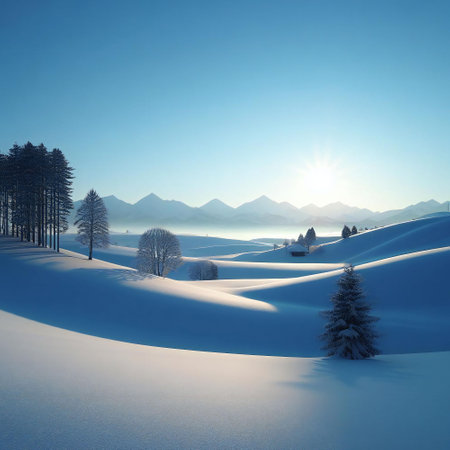 Winter wonderland with serene beauty and clear designの素材