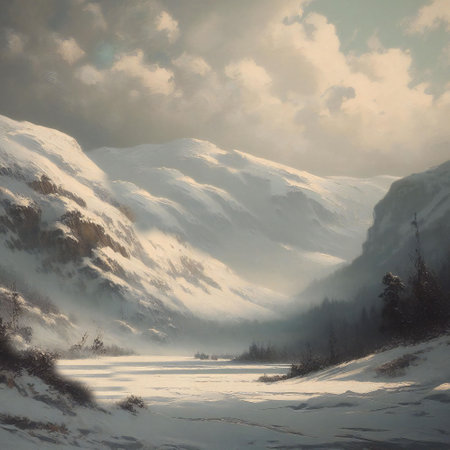Snowy serenity of harmonious atmosphere in muted tonesの素材
