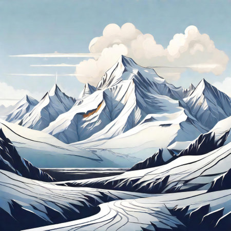 Frosty mountain dreams with cold beauty captured in vector illustrationの素材