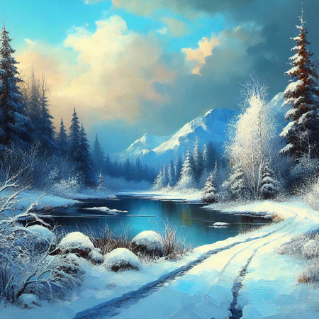 Artistic creation of winter landscape design with beauty of a tranquil winter sceneryの素材