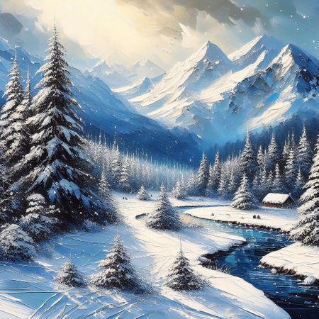 winter wonderland dreams with acrylic painting artistryの素材
