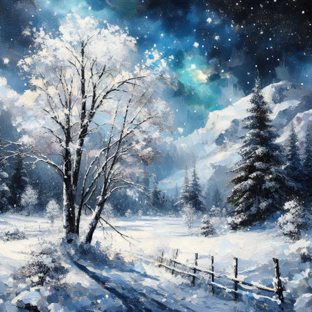 Acrylic dreams come to life on a canvas of winters palette with a symphony of frosty artistryの素材