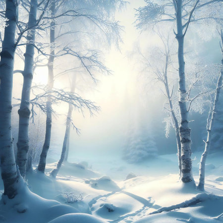 snowy landscape with a tranquil scene capturing the essence of a beautiful winter wonderの素材