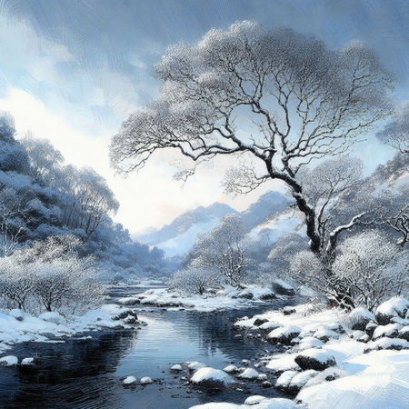 Serenity in snowfall for creating a peaceful winter dreamscapeの素材