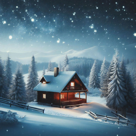 Snowy landscape transforms the atmosphere into a magical and frozen wonderの素材