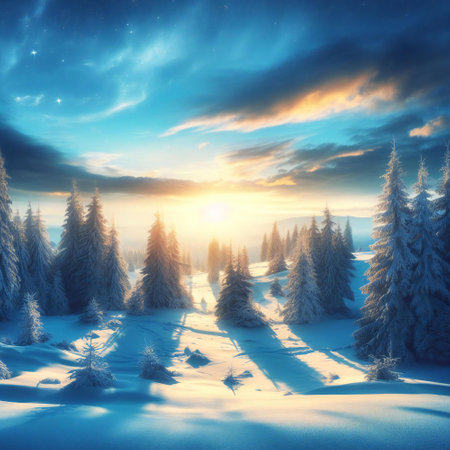 Soft hues of a sky blue sunrise  awakening nature in a tranquil dance of colorsの素材