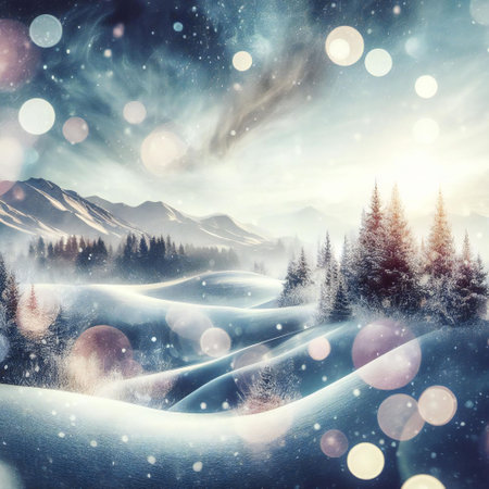 Abstract snow covered winter design with elegant elementsの素材