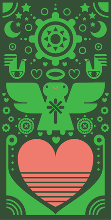 Angel & heart patternのイラスト素材