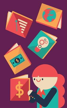 Reading About How to be Better at Businessのイラスト素材