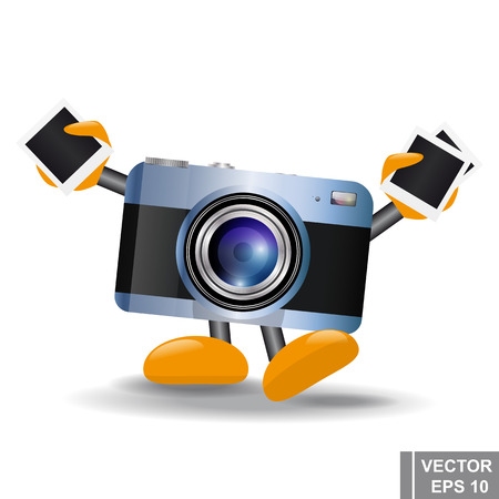 Cartoon funny camera. Take pictures. moments. For your design.のイラスト素材