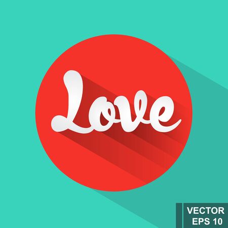 Inscription love. Icon isolated on a blue background. Modern flat design.のイラスト素材