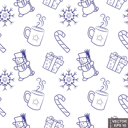 Christmas new year hand drawn doodle Pattern seamless backgroundのイラスト素材