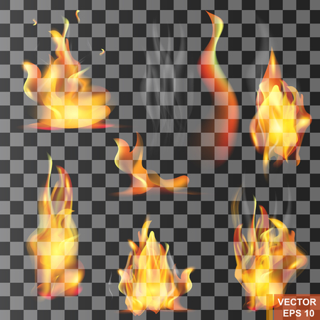flame. Realistic fire. Smoke. Bonfire. For your design.のイラスト素材