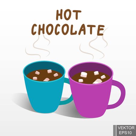 Hot chocolate. Mugs. Zephyr. Warm.Beverages. Drink. For your designのイラスト素材
