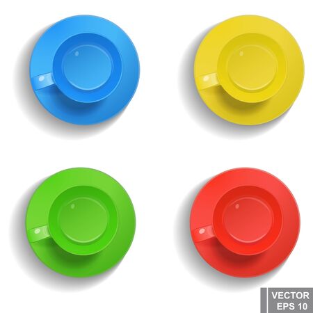 High detailed vector illustration of colorful cups isolated on white backgroundのイラスト素材