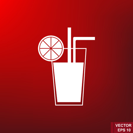 Black silhouette. Isolated on a red background. Icon glass of juice. For your design.のイラスト素材