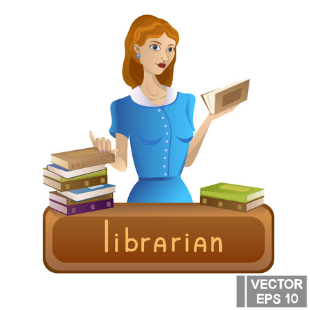 Vector illustration of a girl librarian professionのイラスト素材