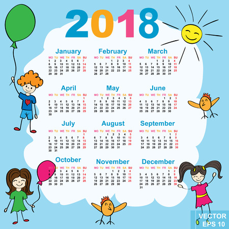 The calendar. New Year. 2018. Date. For your design.のイラスト素材