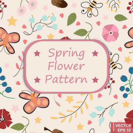 Spring floral pattern. Heat. Cute. For your design.のイラスト素材