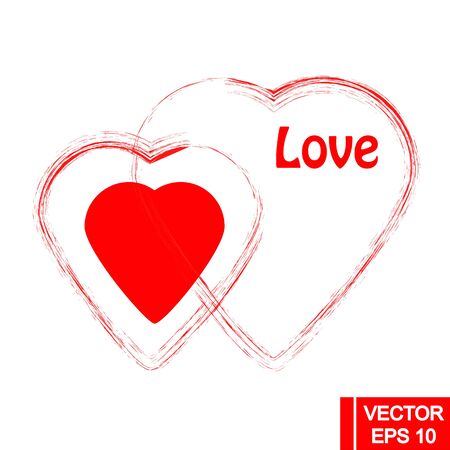 Two vector heart shapes. Symbol of love and valentine. Element for congratulation and invitation cards.のイラスト素材