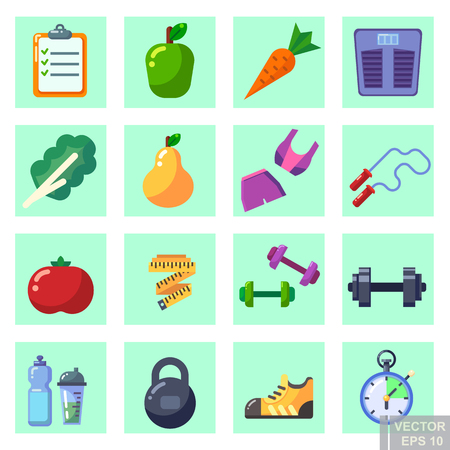 Healthy lifestyle. Vector flat icon set illustration.のイラスト素材