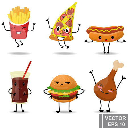Cartoon food. Emotions. Funny. For your design.のイラスト素材