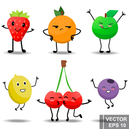 Cartoon food. Emotions. Funny. For your design.のイラスト素材
