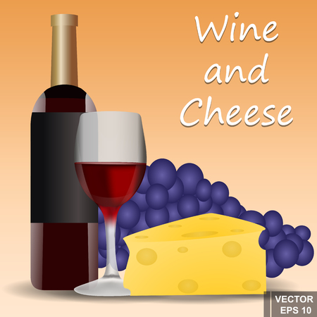 Wine and cheese. Snack. Celebration. Alcoholic drink.のイラスト素材