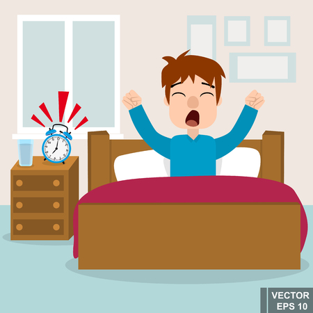 Wake up. Morning. The young guy. For your design.のイラスト素材