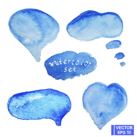 Vector elements. Set of watercolor blue icons. Cloud frame for textのイラスト素材