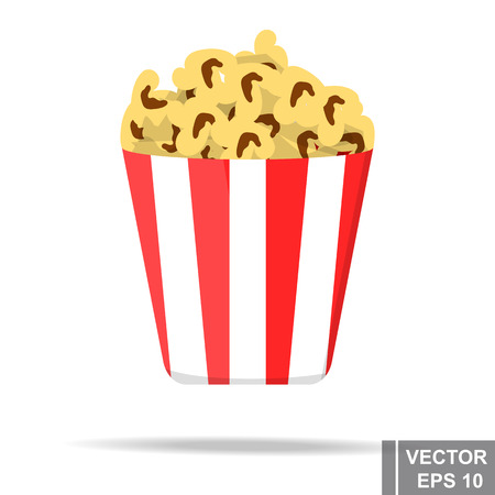 Fast food. Delicious. Isolated on white background. Popcorn. For your design.のイラスト素材