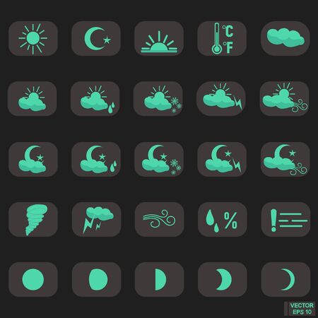 Set of icons for meteorology Designation of weather conditions Weather forecastingのイラスト素材