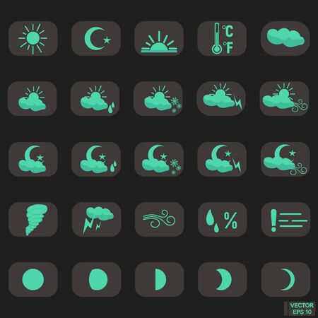 Set of icons for meteorology Designation of weather conditions Weather forecasting