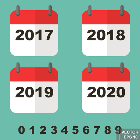 A set of the calendar, 2017, 2018, 2019, 2020. New Year. Date. Flat style. vector illustrationのイラスト素材
