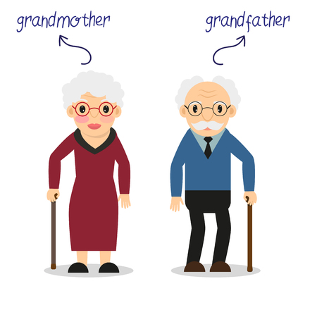 Aged people. Grandmother. Grandfather. Old age. Disability. For your design.のイラスト素材