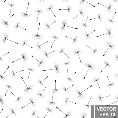 Seamless pattern of black and white dandelions. Vector illustration.のイラスト素材