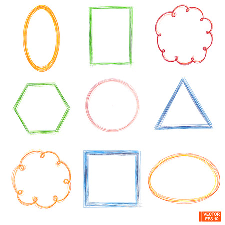 Vector image. A set of frames a hand drawing. Careless color sketchesのイラスト素材