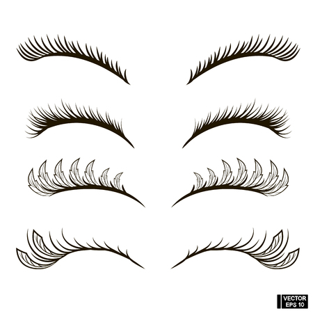 Vector image. Set of eyelashes of different volume. Eyelashes are fluffy with feathers.のイラスト素材
