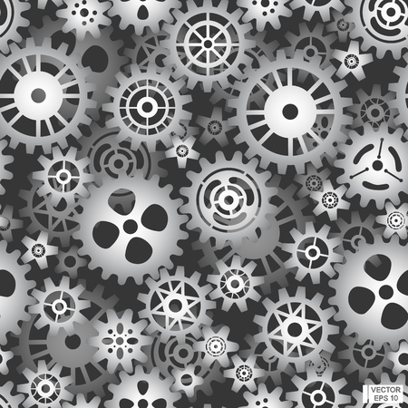 Vector image. Seamless pattern of shiny metal gears. Gears of the mechanismのイラスト素材