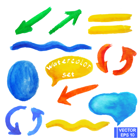 Vector elements. A set of watercolor pointers. Isolated geometric shapes, watercolor stains.のイラスト素材