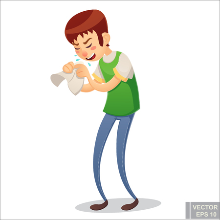 Sick man Vector cartoon illustrationのイラスト素材