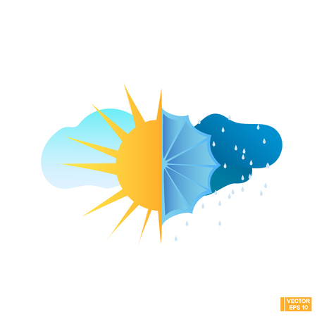 Vector image. Sunny and cloudy weather icon. The sun and the umbrella.のイラスト素材
