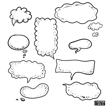 Image vector clouds for text, hand drawn. Set of talk clouds.のイラスト素材