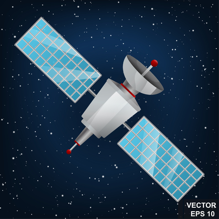 Satellite in outer space. Vector illustration.のイラスト素材